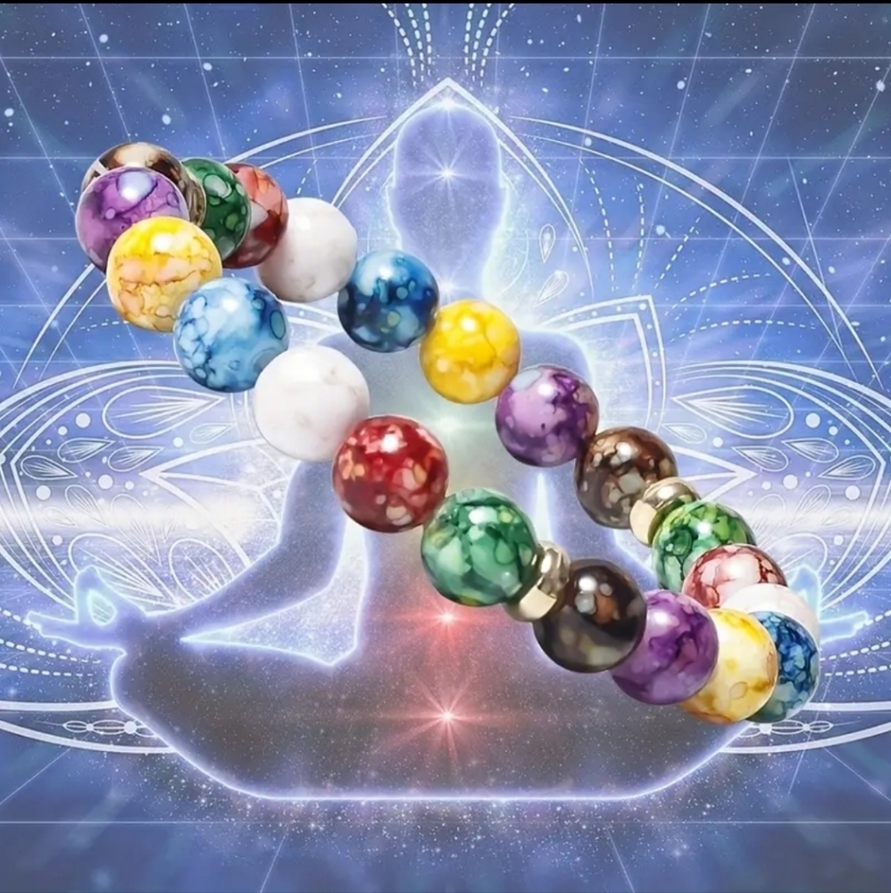 1pc Colorful Seven Chakra Energy Stone Bracelet For Men & Women